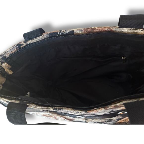 Vintage Cat Tapestry Tote Bag Kittens Shoulder Bag Grommet Detail Large New - Picture 5 of 13